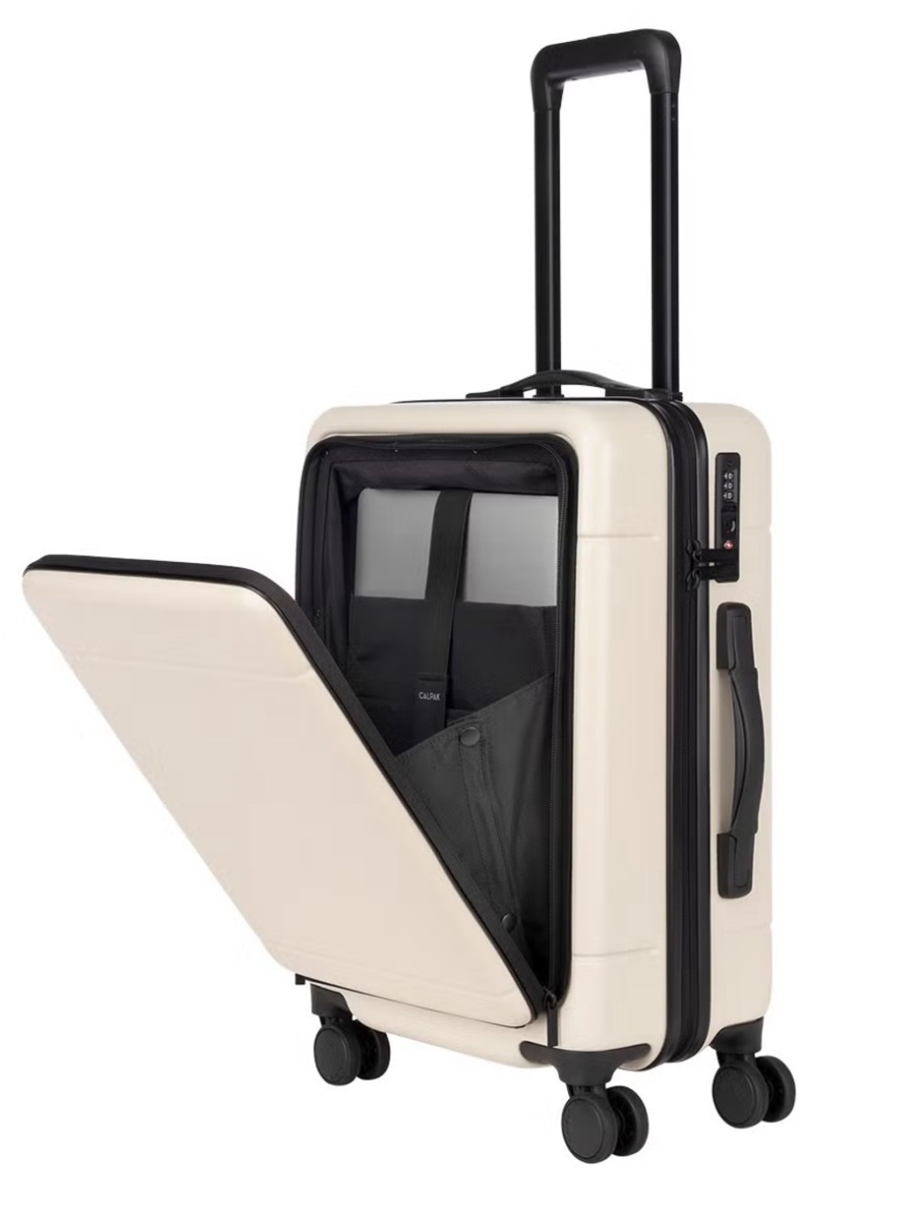 Calpak Hue Front Pocket Carry-On Luggage in Ivory